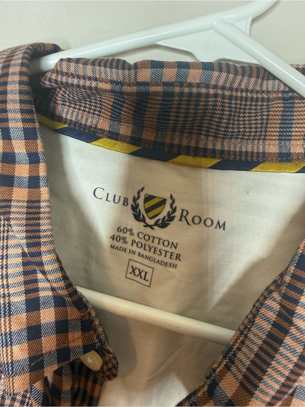 Club room men’s plaid button up dress shirt nwt XXL brown navy cotton poly - Picture 3 of 4